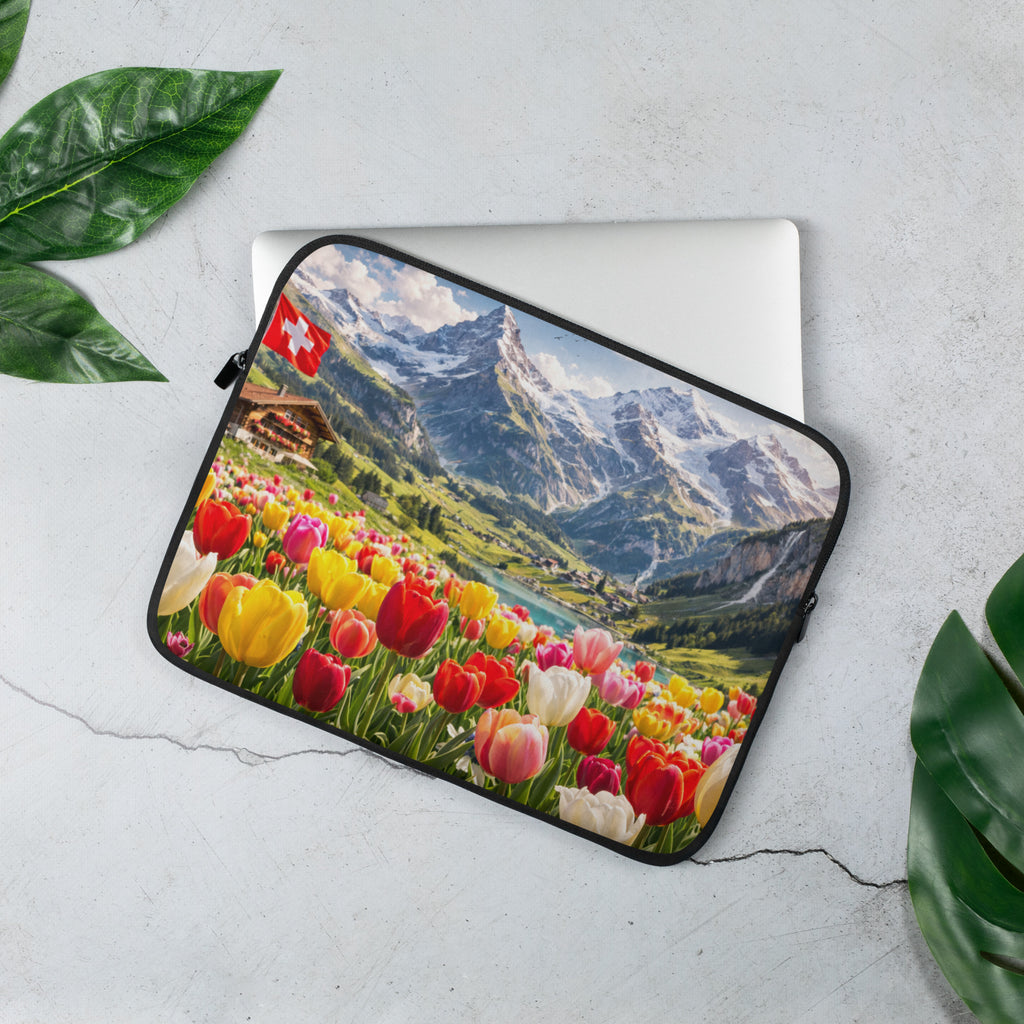 Laptop Sleeve Alpen Blumen Landschaft Schweiz Tulpen 13 Zoll