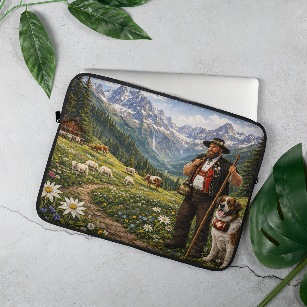 Laptop Sleeve Alpen Schweiz Hirte Design 15 Zoll